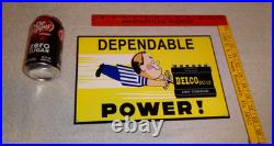 Vintage A C Delco Dependable Battery Freshy Boy 12 Porcelain Metal Gas Oil Sign
