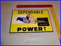 Vintage A C Delco Dependable Battery Freshy Boy 12 Porcelain Metal Gas Oil Sign Vintage A C Delco Dependable Battery Freshy Boy 12 Porcelain Metal Gas Oil Sign