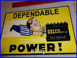 Vintage A C Delco Dependable Battery Freshy Boy 12 Porcelain Metal Gas Oil Sign