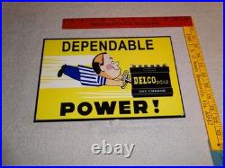 Vintage A C Delco Dependable Battery Freshy Boy 12 Porcelain Metal Gas Oil Sign