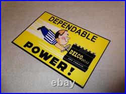 Vintage A C Delco Dependable Battery Freshy Boy 12 Porcelain Metal Gas Oil Sign