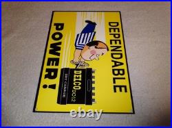 Vintage A C Delco Dependable Battery Freshy Boy 12 Porcelain Metal Gas Oil Sign