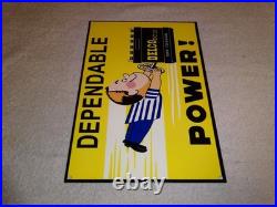 Vintage A C Delco Dependable Battery Freshy Boy 12 Porcelain Metal Gas Oil Sign