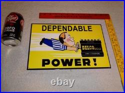 Vintage A C Delco Dependable Battery Freshy Boy 12 Porcelain Metal Gas Oil Sign Vintage A C Delco Dependable Battery Freshy Boy 12 Porcelain Metal Gas Oil Sign