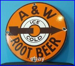 Vintage A & W Porcelain Metal Old Soda Beverage Root Beer Mug Bottle Sign