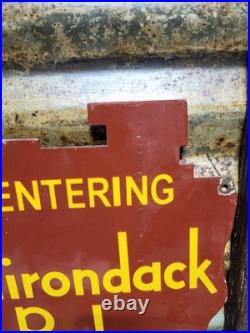 Vintage Adirondack Park Porcelain Sign Old State National New York Lodge Cabin