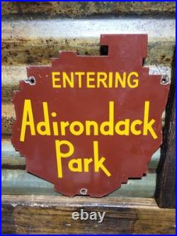 Vintage Adirondack Park Porcelain Sign Old State National New York Lodge Cabin