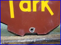 Vintage Adirondack Park Porcelain Sign Old State National New York Lodge Cabin