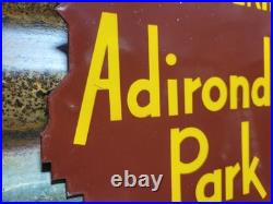 Vintage Adirondack Park Porcelain Sign Old State National New York Lodge Cabin