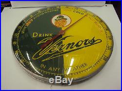 Vintage Advertising Drink Vernor's Round Metal/glass Thermometer 29-y