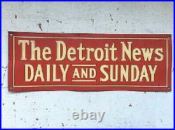 Vintage Advertising The Detroit News Metal Tin Newspaper Enamel Sign Michigan