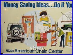 Vintage American Chain Center Advertising Metal Sign Garage/Mancave 70's L81K