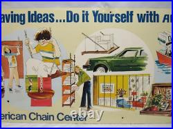 Vintage American Chain Center Advertising Metal Sign Garage/Mancave 70's L81K