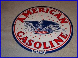 Vintage American Gasoline Powerful Eagle 11 3/4 Porcelain Metal Gas & Oil Sign