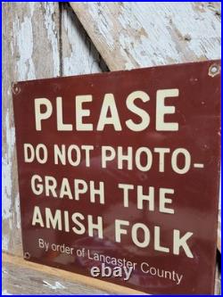 Vintage Amish Porcelain Sign Old Dont Photograph Amish Folk Lancaster County Pa