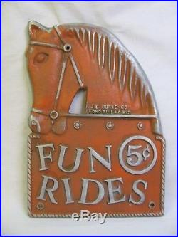 Vintage Amusement Carnival Pot Metal Rides Sign
