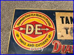 Vintage Antique Advertising Metal Tin Sign-Diamond Edge -Tamms, ILLinois
