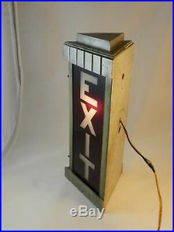 Vintage Antique Art Deco Triangle Lighted Exit Sign