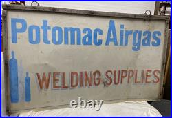 Vintage Antique Hand-Painted Metal Sign POTOMAC MD 36 x 60 Both sides