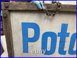 Vintage Antique Hand-Painted Metal Sign POTOMAC MD 36 x 60 Both sides