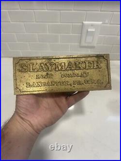 Vintage/Antique Metal Slaymaker Lock Co. Lancaster PA Plaque 8 Advertising