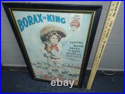 Vintage Antique Original Borax Is King Bill Jr Mule Cowboy Horse 35 Metal Sign