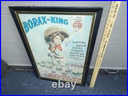 Vintage Antique Original Borax Is King Bill Jr Mule Cowboy Horse 35 Metal Sign