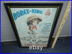Vintage Antique Original Borax Is King Bill Jr Mule Cowboy Horse 35 Metal Sign