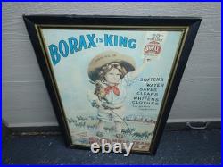 Vintage Antique Original Borax Is King Bill Jr Mule Cowboy Horse 35 Metal Sign