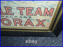 Vintage Antique Original Borax Is King Bill Jr Mule Cowboy Horse 35 Metal Sign