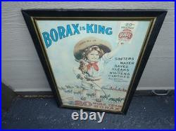 Vintage Antique Original Borax Is King Bill Jr Mule Cowboy Horse 35 Metal Sign
