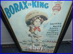 Vintage Antique Original Borax Is King Bill Jr Mule Cowboy Horse 35 Metal Sign