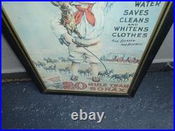 Vintage Antique Original Borax Is King Bill Jr Mule Cowboy Horse 35 Metal Sign