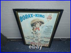 Vintage Antique Original Borax Is King Bill Jr Mule Cowboy Horse 35 Metal Sign