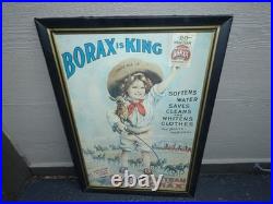 Vintage Antique Original Borax Is King Bill Jr Mule Cowboy Horse 35 Metal Sign