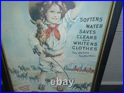 Vintage Antique Original Borax Is King Bill Jr Mule Cowboy Horse 35 Metal Sign