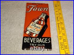 Vintage Antique Original Drink Fawn Soda Beverage Baby Deer Metal Door Push Sign