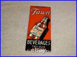 Vintage Antique Original Drink Fawn Soda Beverage Baby Deer Metal Door Push Sign Vintage Antique Original Drink Fawn Soda Beverage Baby Deer Metal Door Push Sign