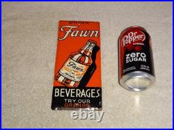 Vintage Antique Original Drink Fawn Soda Beverage Baby Deer Metal Door Push Sign