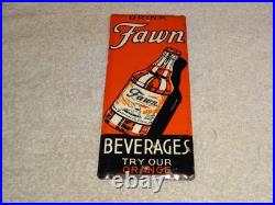 Vintage Antique Original Drink Fawn Soda Beverage Baby Deer Metal Door Push Sign
