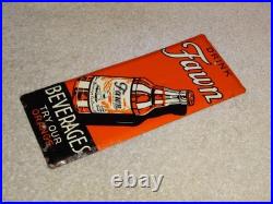 Vintage Antique Original Drink Fawn Soda Beverage Baby Deer Metal Door Push Sign