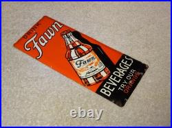 Vintage Antique Original Drink Fawn Soda Beverage Baby Deer Metal Door Push Sign Vintage Antique Original Drink Fawn Soda Beverage Baby Deer Metal Door Push Sign
