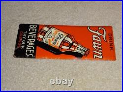 Vintage Antique Original Drink Fawn Soda Beverage Baby Deer Metal Door Push Sign