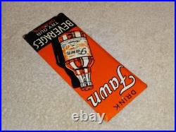 Vintage Antique Original Drink Fawn Soda Beverage Baby Deer Metal Door Push Sign