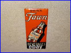 Vintage Antique Original Drink Fawn Soda Beverage Baby Deer Metal Door Push Sign
