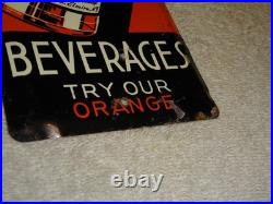 Vintage Antique Original Drink Fawn Soda Beverage Baby Deer Metal Door Push Sign