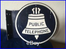 Vintage/Antique Public Telephone Metal Sign Flange Double Sided-fun to own