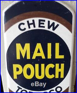 Vintage Antique Tin Metal Chew Mail Pouch Tobacco Advertising Sign Thermometer