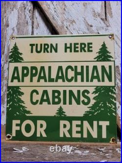 Vintage Appalachian Trail Lodge Porcelain Sign Old Cabin For Rent Smoky Nat Park
