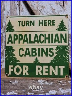Vintage Appalachian Trail Lodge Porcelain Sign Old Cabin For Rent Smoky Nat Park